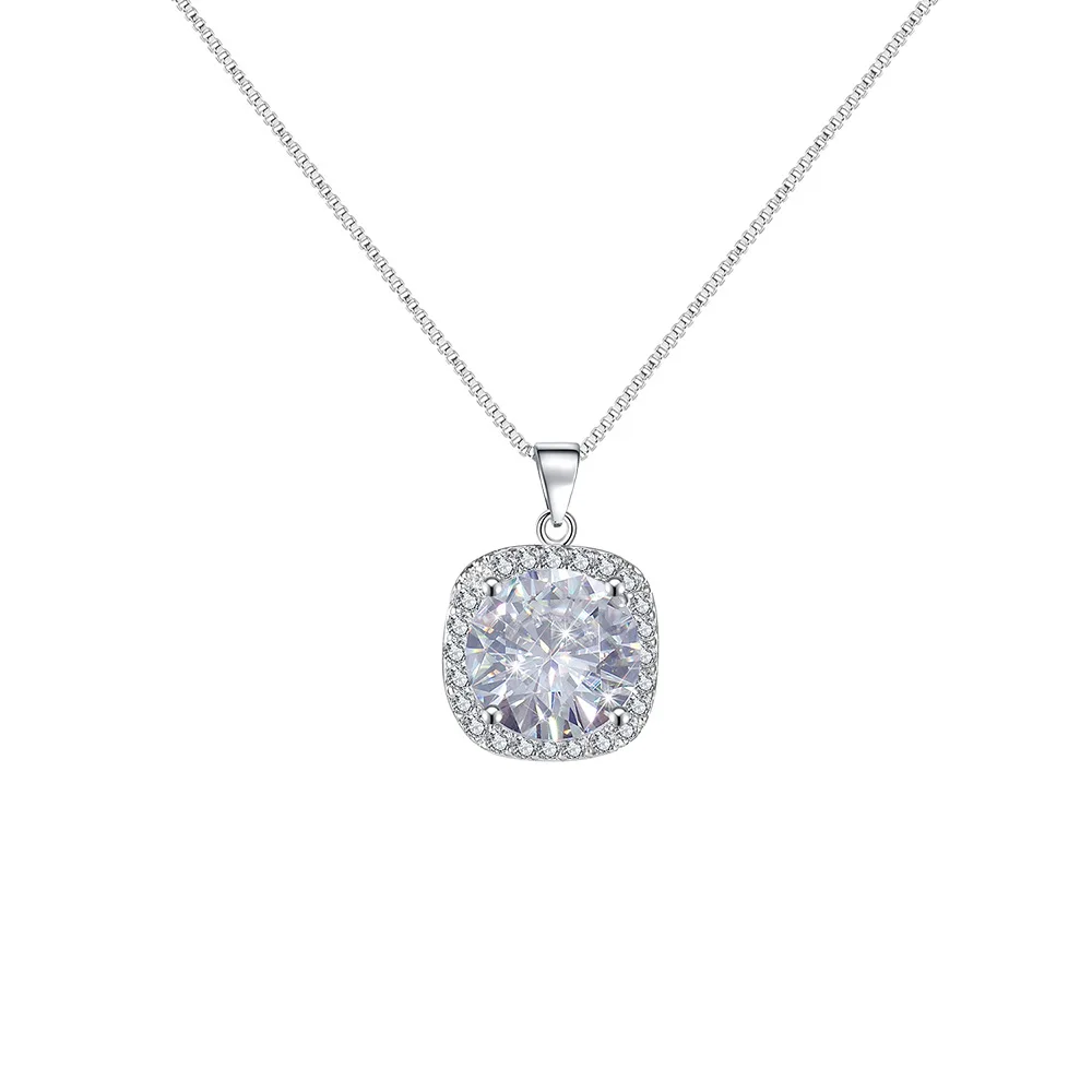 Мода simple18K покрытием Серебряный круг циркон кулон ожерелье Дикий вечерние костюм колье ювелирные изделия - Окраска металла: Имитация родиевого покрытия