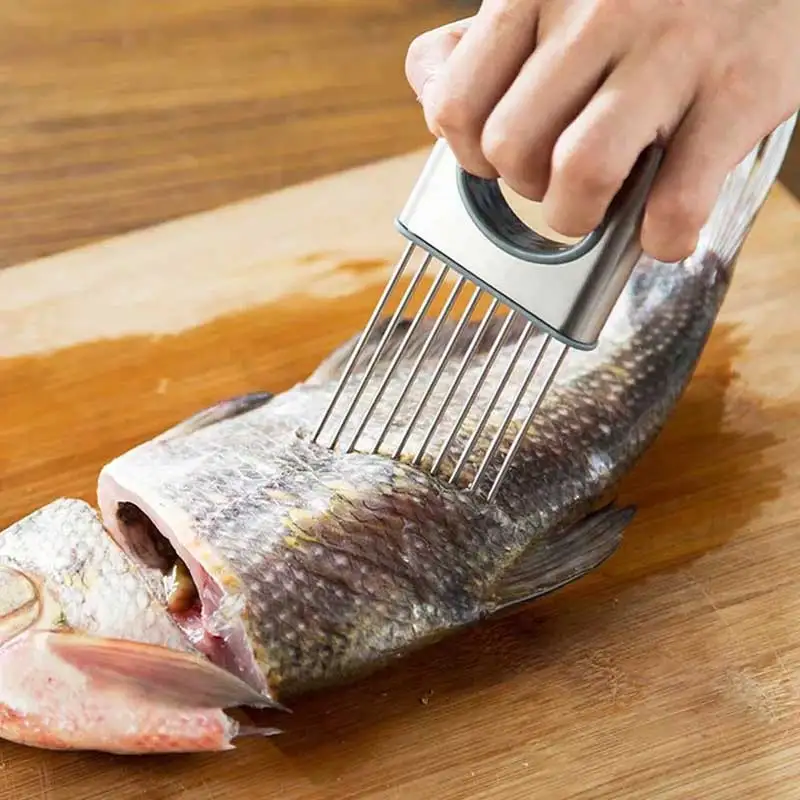 Кухонные принадлежности легкий разрез лук держатель вилка из нержавеющей стали