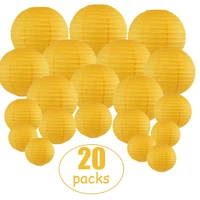 20 pcsset 6 12 yellow chinese paper lampion lantern assorted sizes round boule chinoise wedding party hanging decor favor
