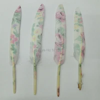 flower printing featherswhite duck cocottes feathers with flower printedperfect for millinery50pcslot10 15cm long