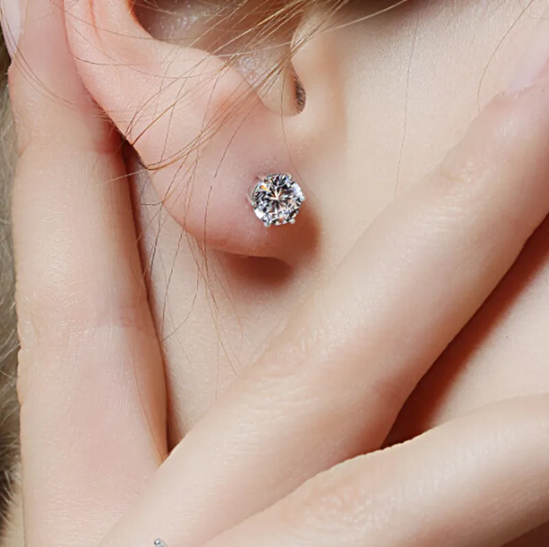 

Simple Rhinestones Crystal Silver Stud Earrings Ear Studs for Women Wedding Party Gift 6MM