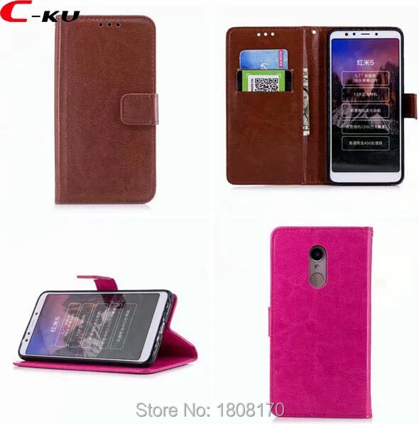 Кожаный чехол-кошелек C-ku Crazy Horse для Redmi 5 5A 4A 4X NOTE4 NOTE Xiaomi 5X 6X цветной Чехол-книжка с