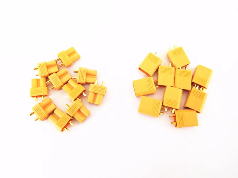 Штекерные и гнездовые разъемы для аккумуляторов XT30 2 мм золотистые 100 шт.