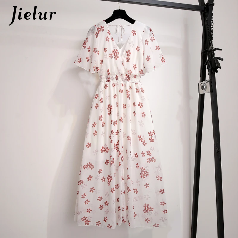 Женское шифоновое платье на шнуровке Jielur винтажное эластичное пляжное с