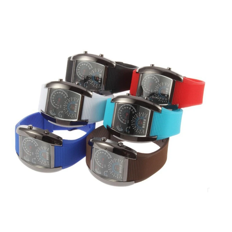 Роскошные Спортивные Часы светодиодный часы Цвет: черный синий красный цвет