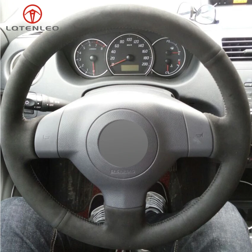 LQTENLEO черная замша DIY ручной прошитой рулевого колеса автомобиля Обложка для Suzuki SX4 Alto Swift Старый Swift всплеск Opel Agila