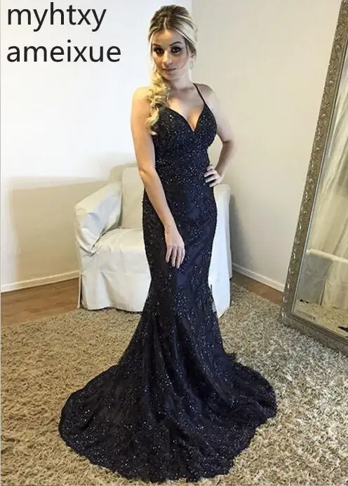 

Black Long Formal Dress Spaghetti Straps Mermaid Evening 2021 Lace Robe De Soiree Longue Formal Event Dress Robe De Soiree