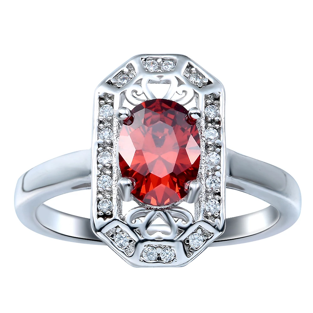 

Hainon Large Rectangle Face Fashion Jewelry Luxury Bijouterie Vintage Design New Engagement Red cz Women Bague Ring Distribution