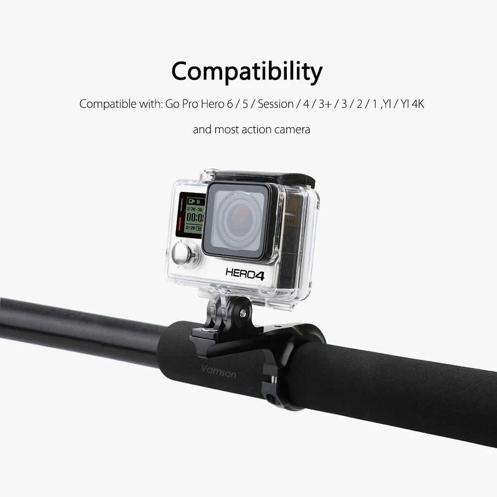 Vamson для gopro XiaoYI SJ Осмо камера аксессуары Алюминиевый сплав двойной руль Бар Велосипедный руль удлинитель Bracket-VP502