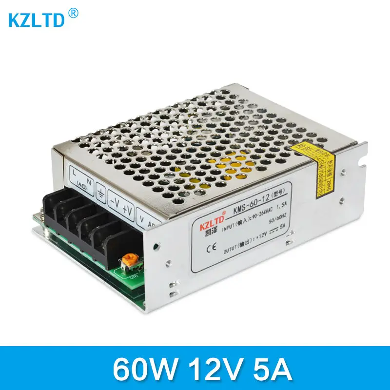 AC DC импульсный источник питания 12V 5A 60W 110V / 220V Входное зарядное устройство адаптер