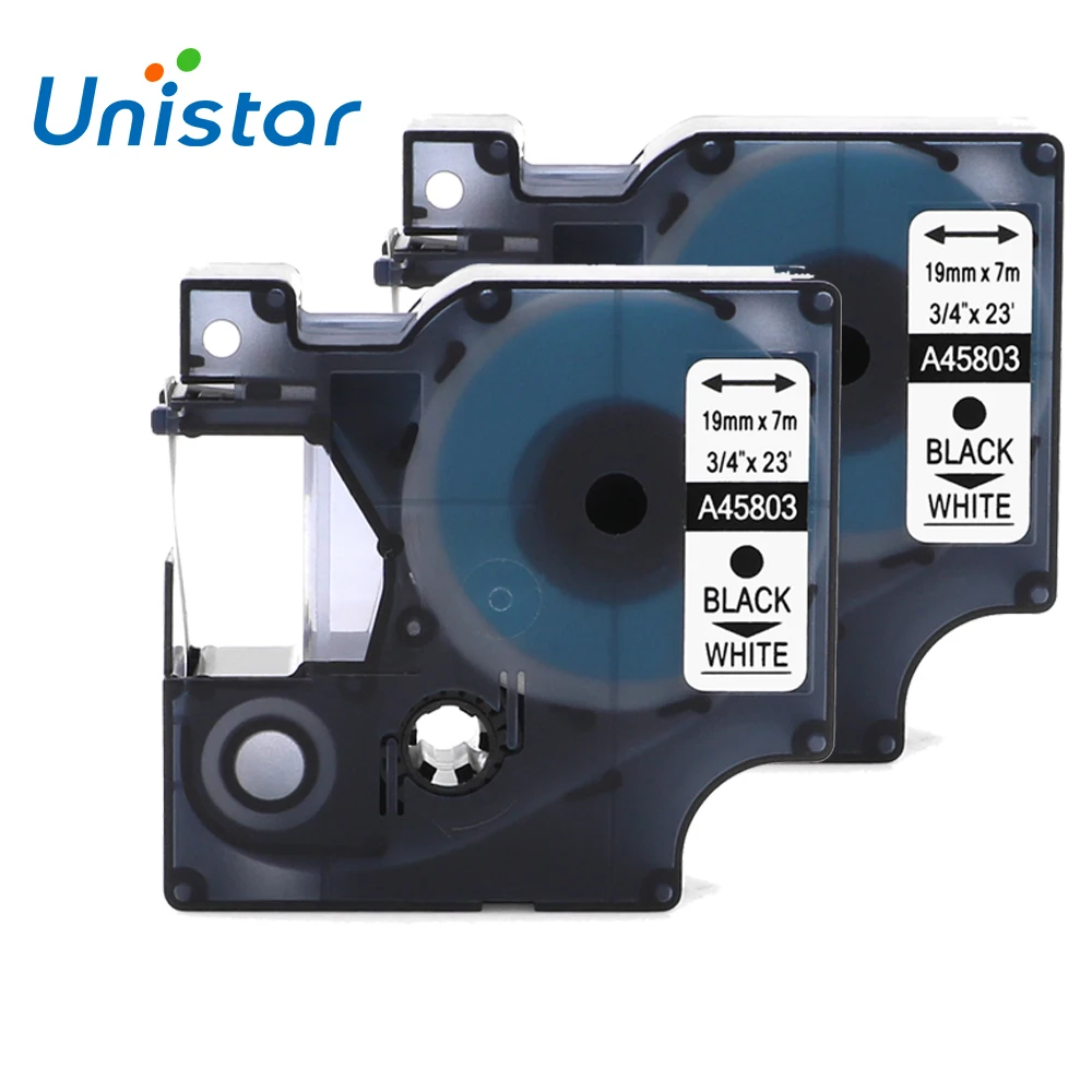 Ленты для принтера ярлыков UNISTAR 2 шт. ленты совместимые с DYMO Label Manager 45803 черные на