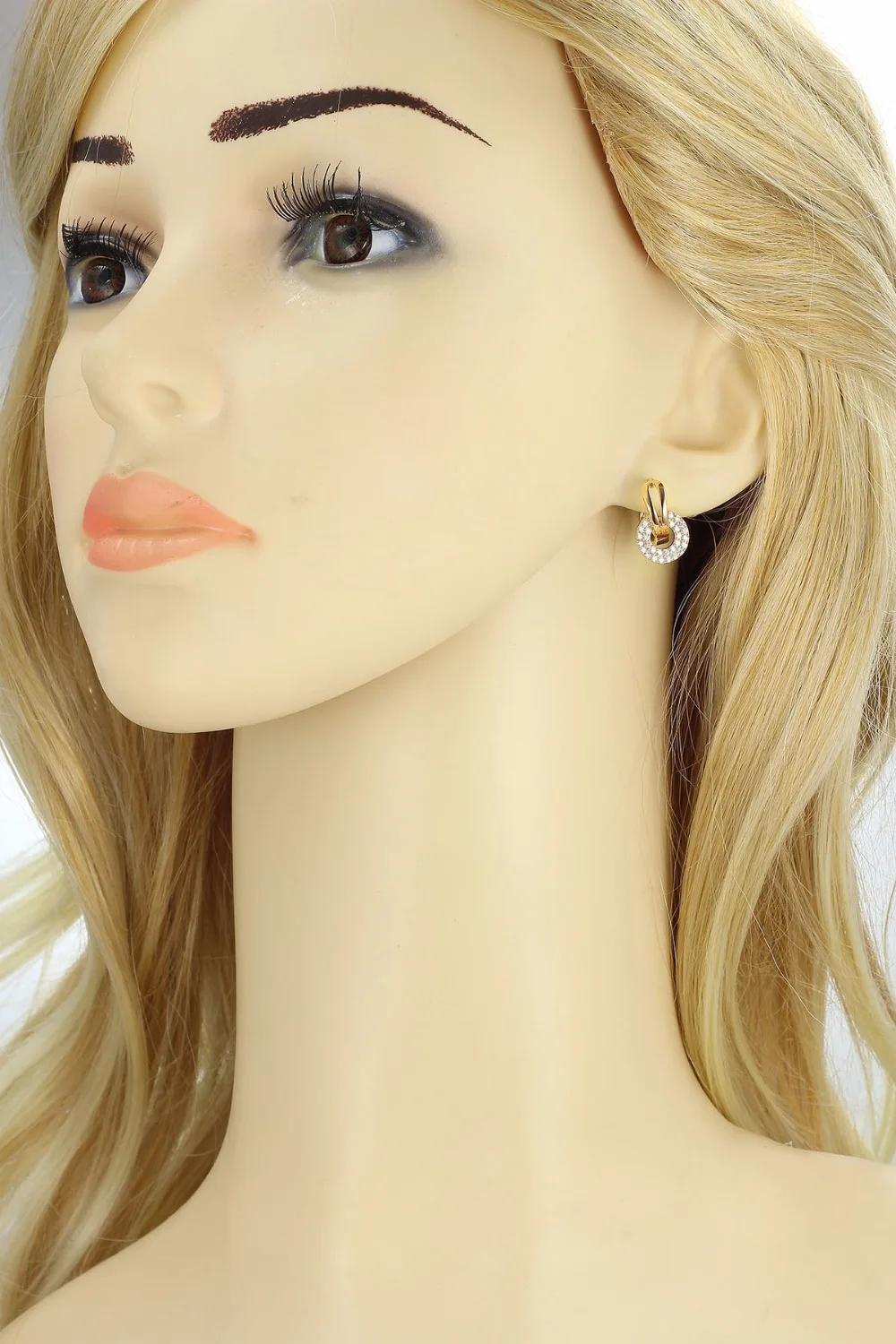 Серьги кольца с фианитами золотистого цвета|earring organization|earring wireearring necklace |