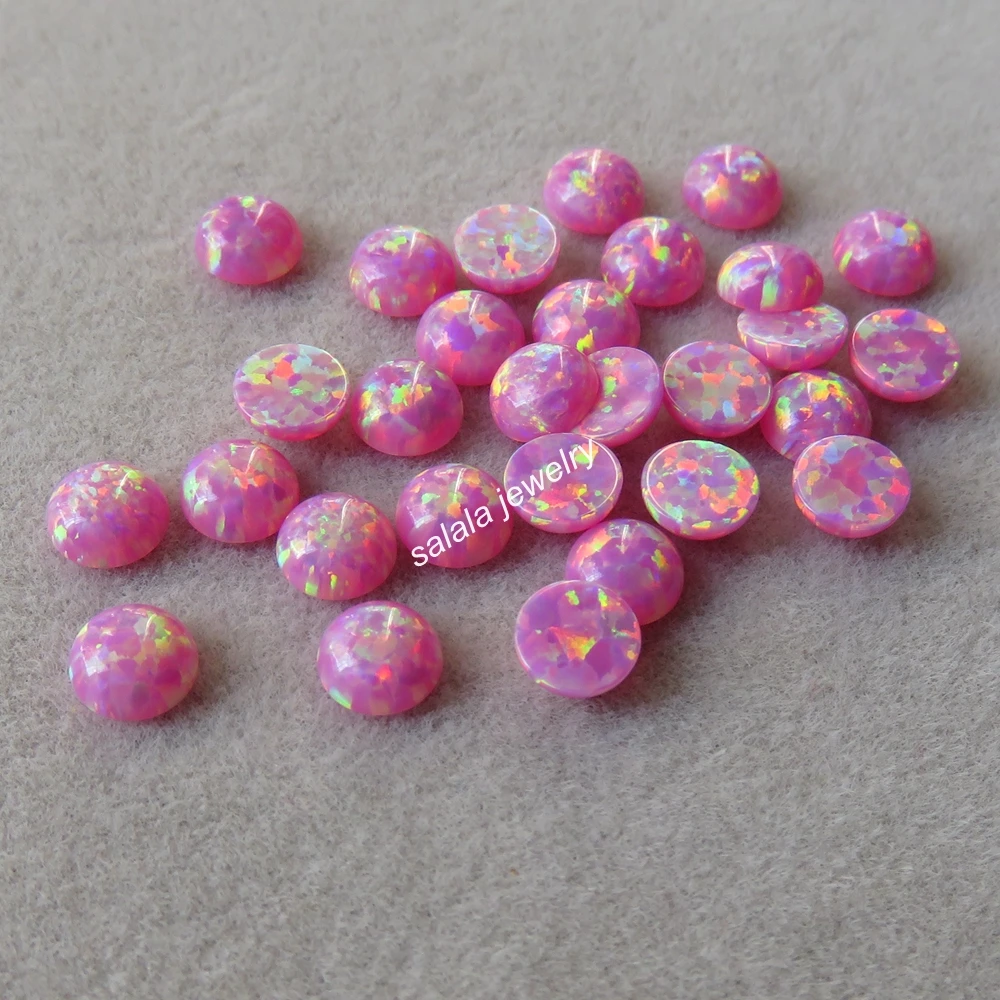 

200 шт./лот OP22 Розовый огненный Опаловый 5 мм круглый синтетический Опаловый, Круглый Кабошон Опаловый круглый кабошон для украшения тела