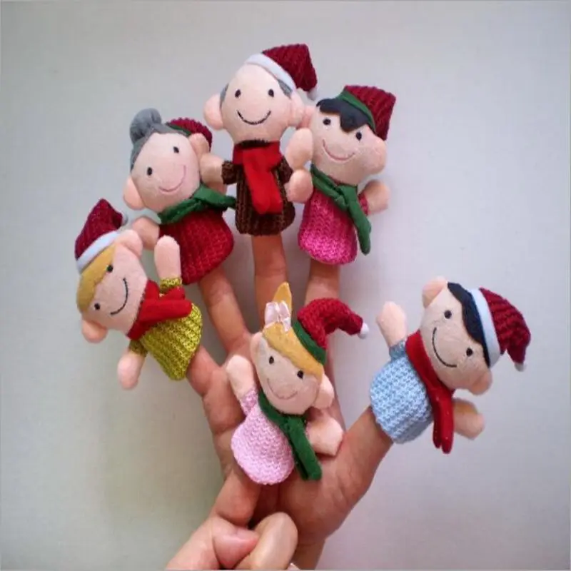 

6 pcs/lot Finger Family Puppets Set Mini Plush Baby Toy Boys Girls Finger Puppets Educational Story Hand Puppet Cloth Doll Toys