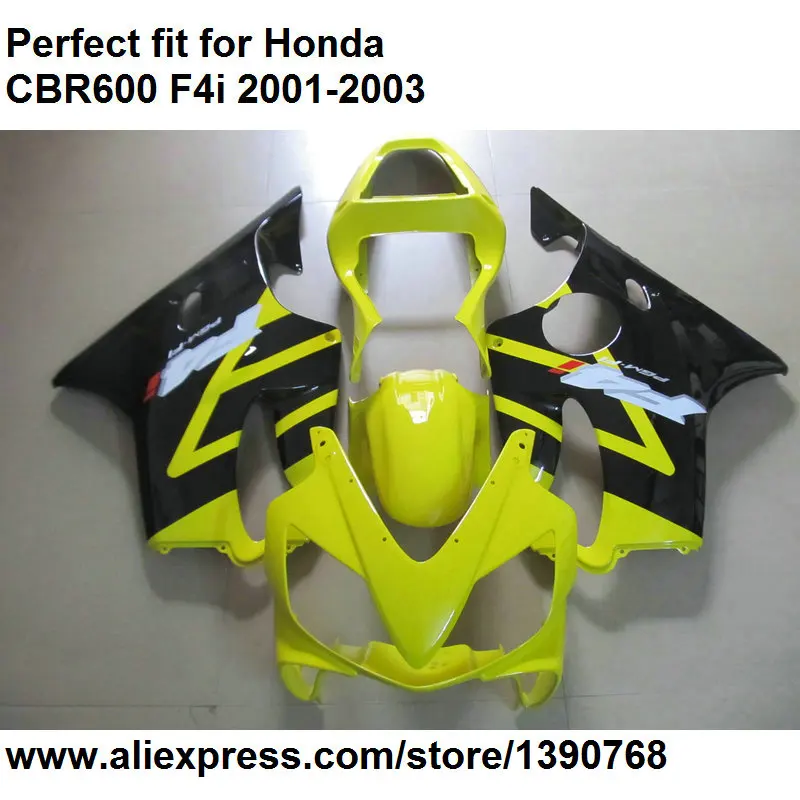 

ABS plastic fairings for Honda CBR 600 F4i 2001 2002 2003 lime green black fairing kit CBR600F4i 01 02 03 DZ113