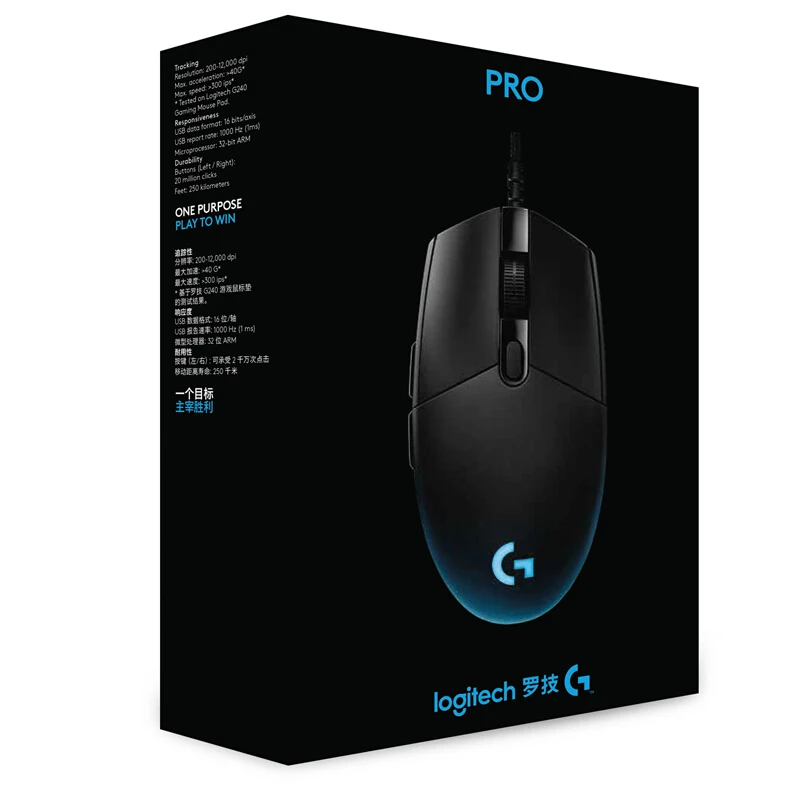 PRO with Box Проводная игровая мышь lotech mouse G PRO от lotech с 16000 dpi HERO sensor для ПК мышь геймер play overwatch Starcraft War3 - Цвет: PRO with Box