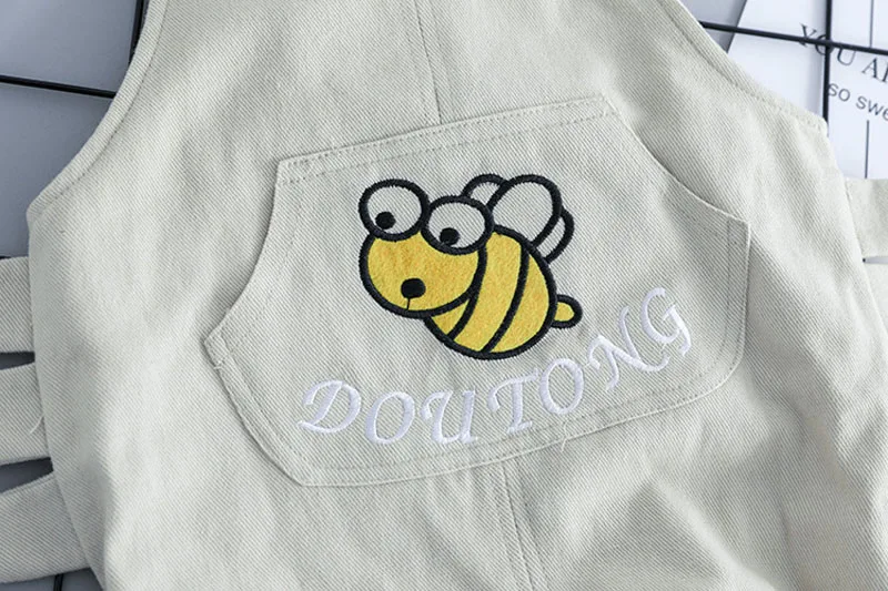 Newborn Baby Boy Outfits Clothes Striped Shirt+Cartoon Bee Overalls Bib Pants 2PCS Outfit Set Spring Autumn Kids Infant Costume |