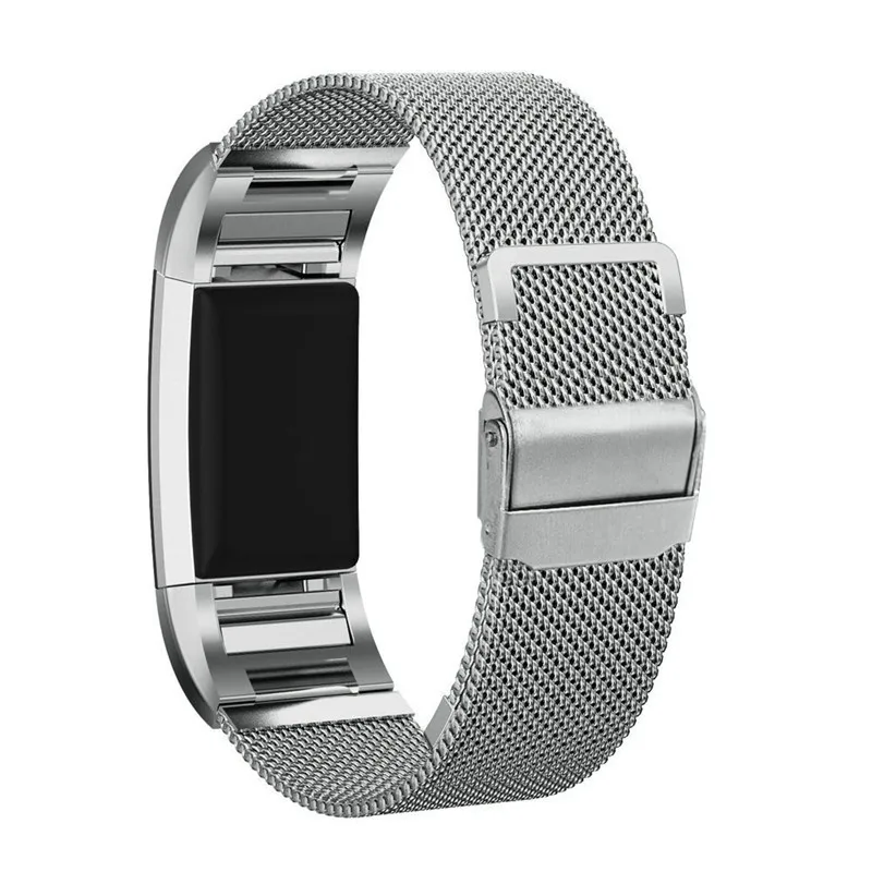 Лидер продаж! Роскошные Milanese Loop ремень и ссылка браслет Нержавеющая сталь Диапазон регулируемый Синтетическое закрытие волос Браслет для fitbit заряд 2 трекер jan5