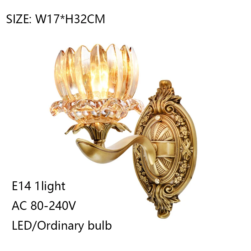 Винтажный крашеный медный креативный настенный светильник бра украшенный