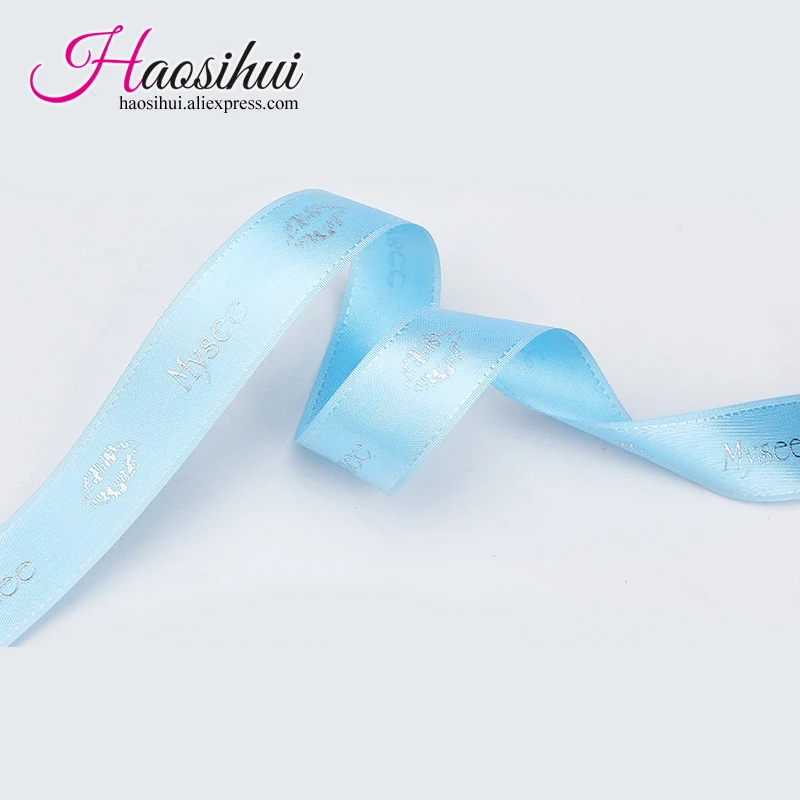 

HAOSIHUI 1-1/2''(39mm) Custom Logo DIY Weft Ribbon Printing & Personalized and Marriage Customized Logo Ribbon/Gift Packaging