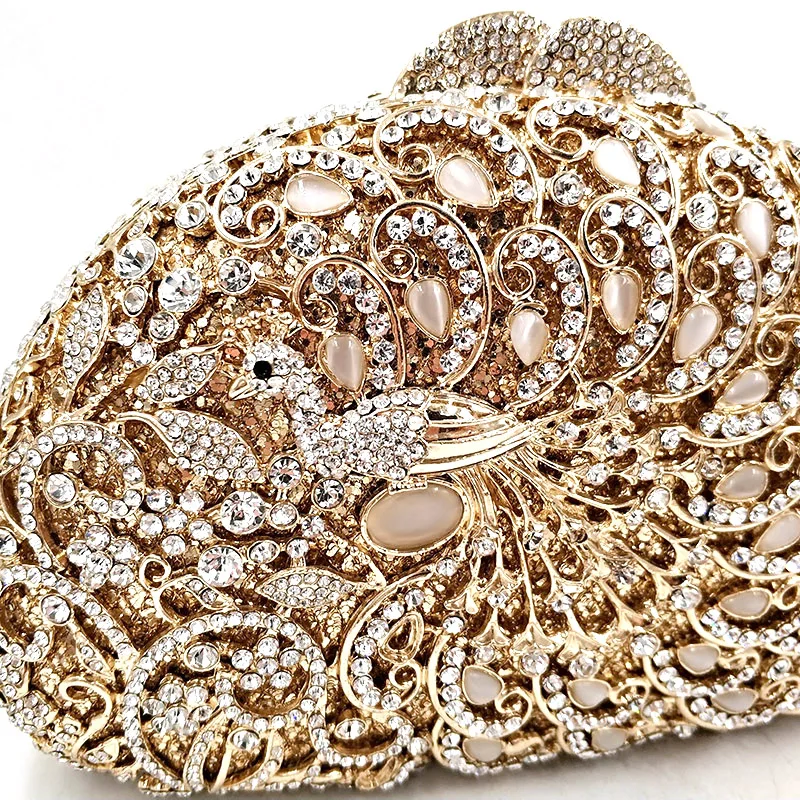 African Bridal wedding party women evening bag diamonds luxury animal peacock gem crystal clutches elegant opal purses | Багаж и сумки