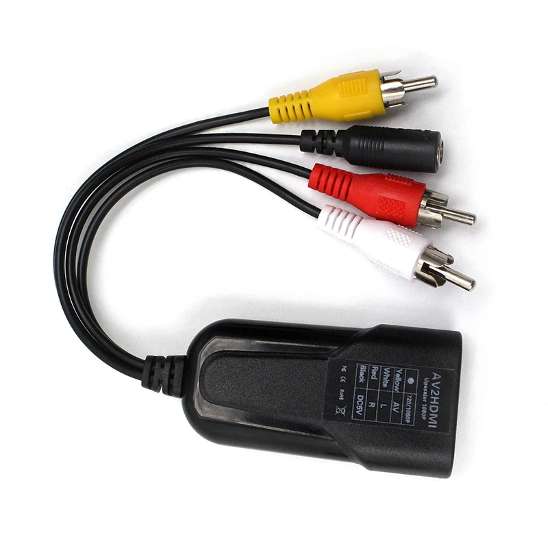 3RCA AV CVBS композитный R/L аудио в HDMI конвертер адаптер|Кабели HDMI| |