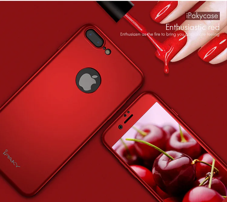 IPaky 360 Полный ультра тонкий для iPhone 7 Plus + закаленное Стекло Экран протектор Чехол