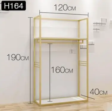 120x190cm Витрина для магазина одежды напольная витрина для магазина женской одежды Золотая полка витрина для одежды двойной высокий шкаф - Цвет: 120x190cm