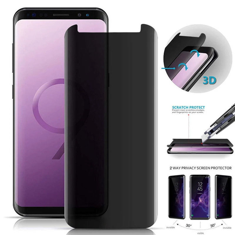 Закаленное стекло для Samsung Galaxy S8 S9 Plus Note 8 9 3D с изогнутыми краями Антибликовая