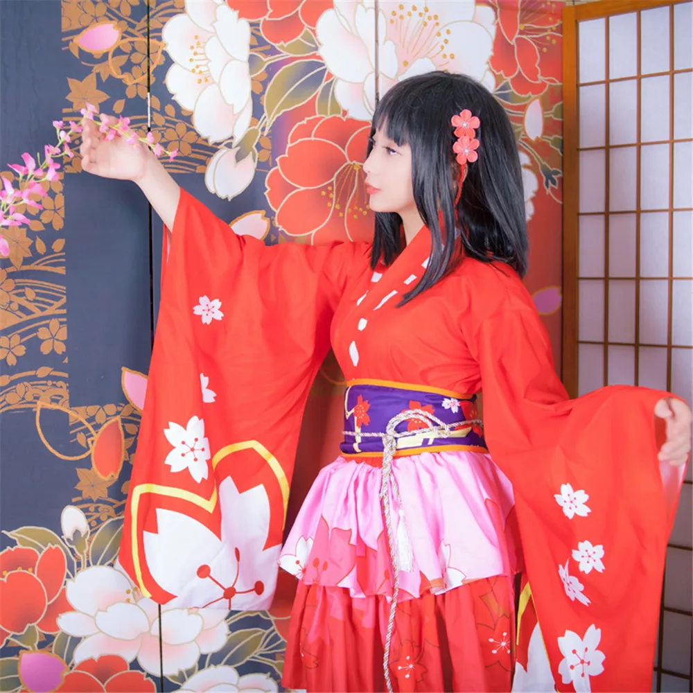 Игра Onmyoji женщин Косплей вишневый цвет Гоблин одежда японское кимоно юката