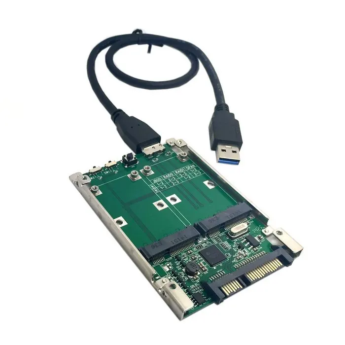 2 5 &quotдвойной мини pcie PCI E pci express mSATA RAID SSD адаптер для SATA Raid 22pin и USB 3 0 аппаратная
