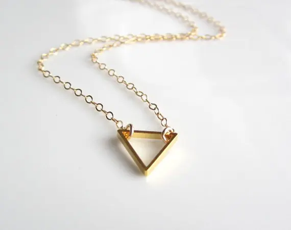 

10 small hollow triangle Geometric hexagon pendant charm necklace simple polygon geometry V shape Mathematics necklace jewelry
