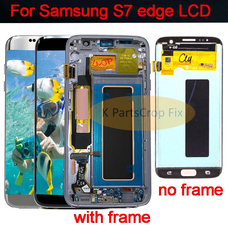 ЖК дисплей с рамкой для SAMSUNG GALAXY S7 EDGE G935 G935F сенсорный экран дигитайзером в сборе