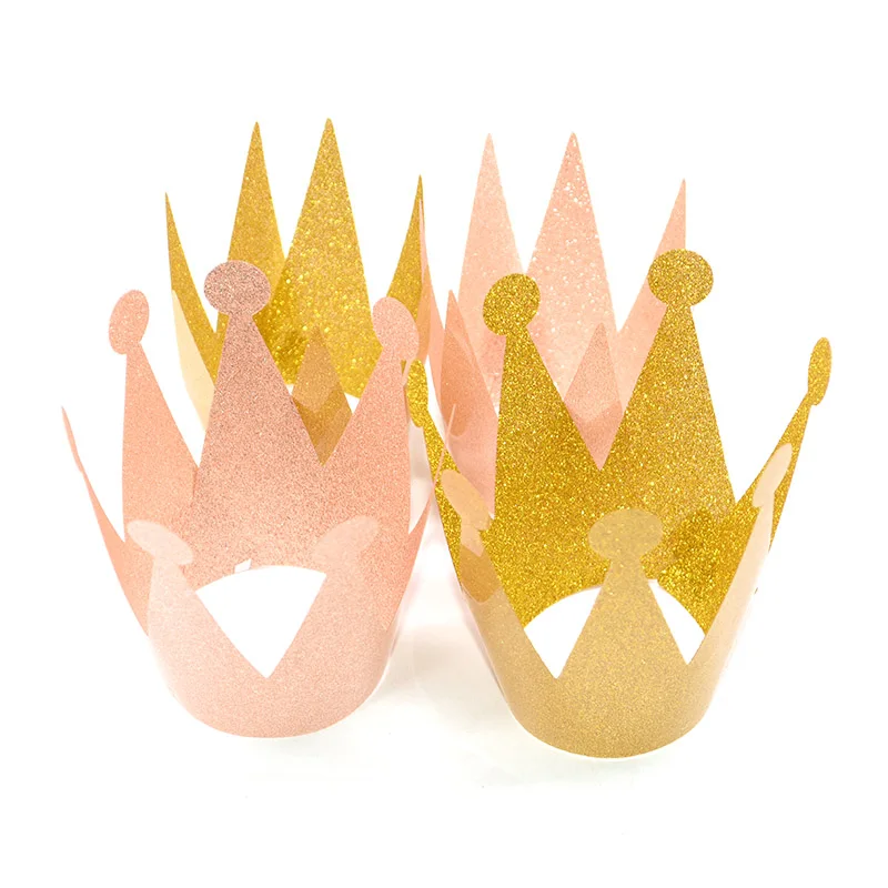 6 шт./компл. золото Дети Princess Crown Пластик блеск Шапки Baby Shower украшения на день