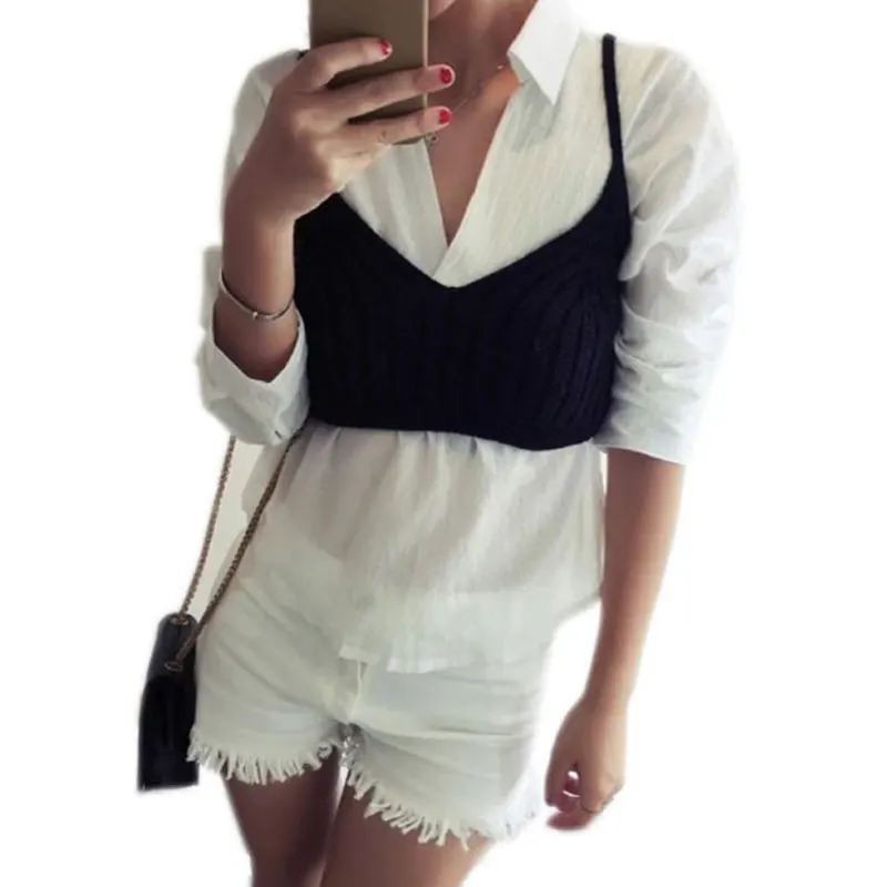 Топ женский вязаный укороченный на осень/зиму/лето 2017 | Женская одежда