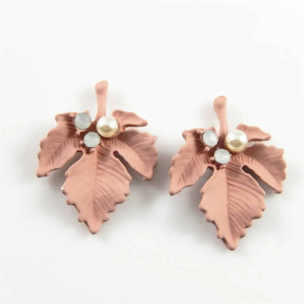 10PCS Pink Tree Leaves Pearl Vintage Zinc Alloy Maple Feather Pendants Charms for Necklace DIY Jewelry Findings Gifts | Украшения и