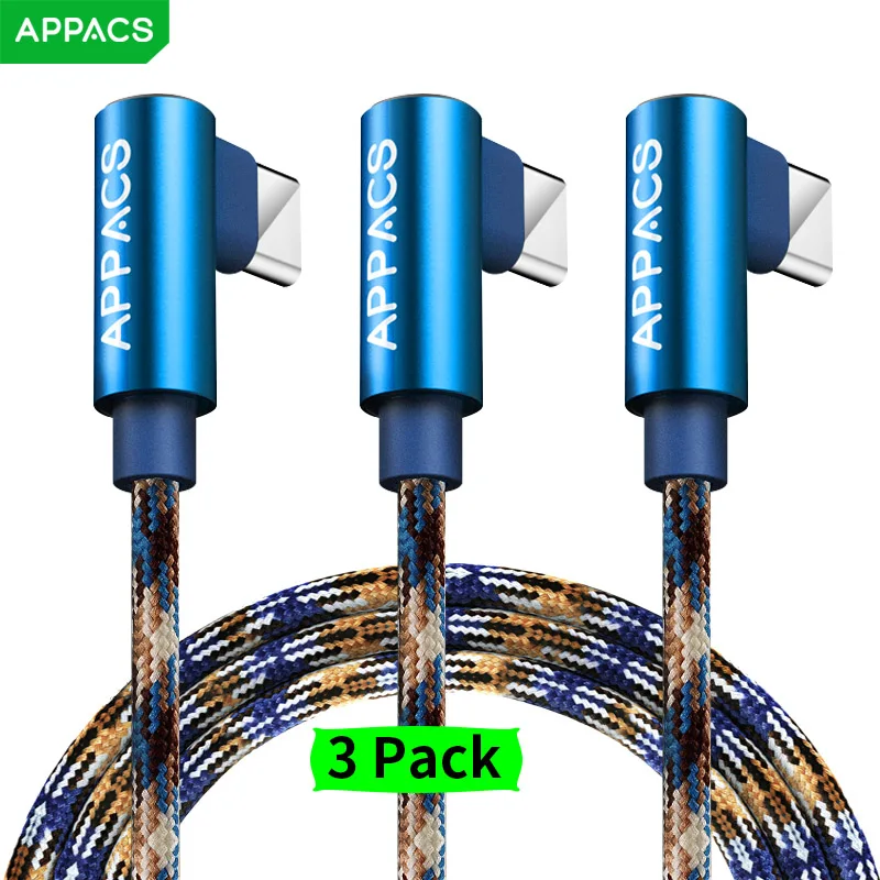 APPACS USB-C кабель 2.4A Type-C быстрое зарядное устройство синхронизации данных 90
