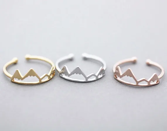 Fashion Wave Adjustable Snow Mountain Rings for Women Climber Outdoor Sports Series Jewelry Stainless Steel Birthday Gift Anillo|ring