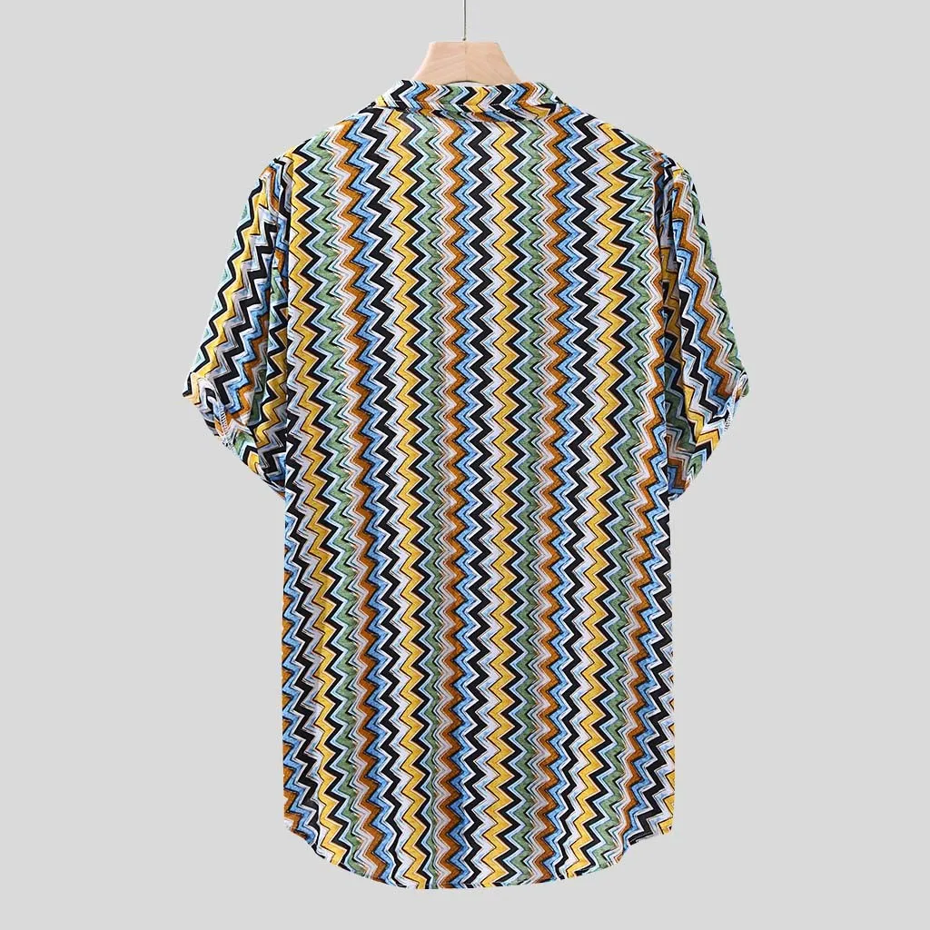 Womail, фирменная новинка, camisas, Пляжная рубашка для мужчин, гавайская рубашка, для пляжа, отдыха, модная, волнистая, в полоску, рубашка для тропического моря, гавайская рубашка