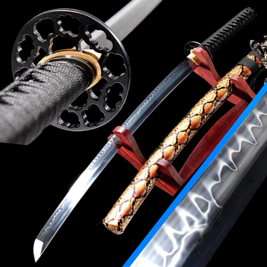 Высококачественный Железный рандомный меч Samurai катана глина закаленная сталь T10