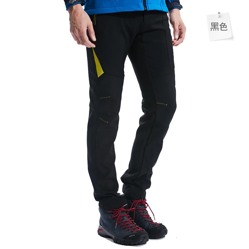 black pants hiking Модные уличные штаны, зимние теплые мужские Походные штаны, уличные флисовые брюки, водонепроницаемые термо штаны для кемпинга, альпинизма 1817A - Цвет: black pants hiking