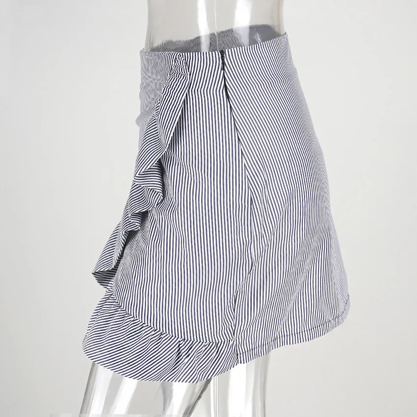 Мини юбка карандаш в черно белую полоску с высокой талией Женская русалочкой 2017