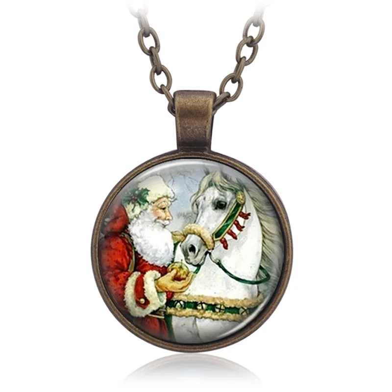 Lucky Рождественский подарок Цепочки и ожерелья Стекло кабошон Санта Клаус