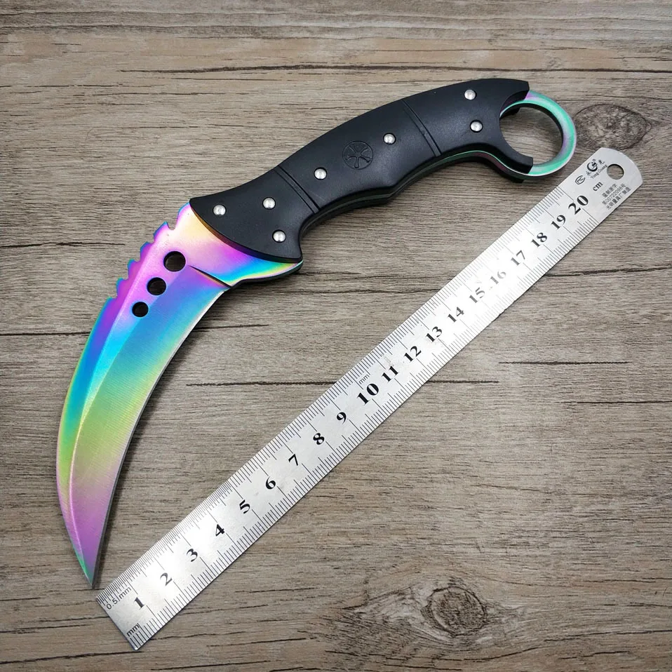 Прямая поставка 420C стальной karambit cs go тактический нож ABS Ручка счетчик удара нож-мачете охотничий нож для выживания с зажимом для ремня