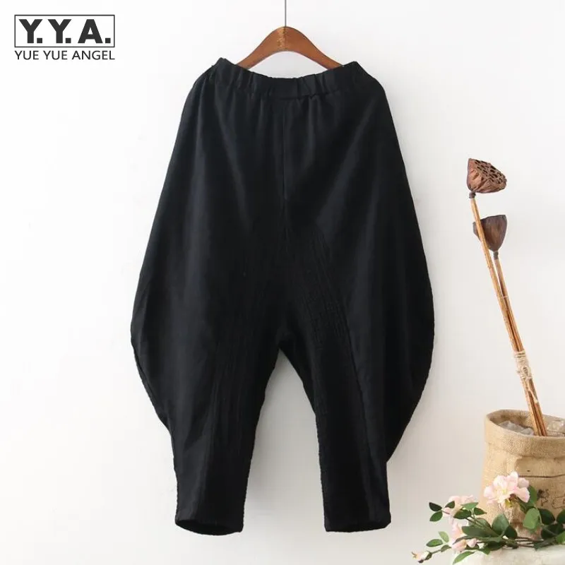 Женские хлопковые и льняные новые свободные мешковатые шаровары Hakama с широкими