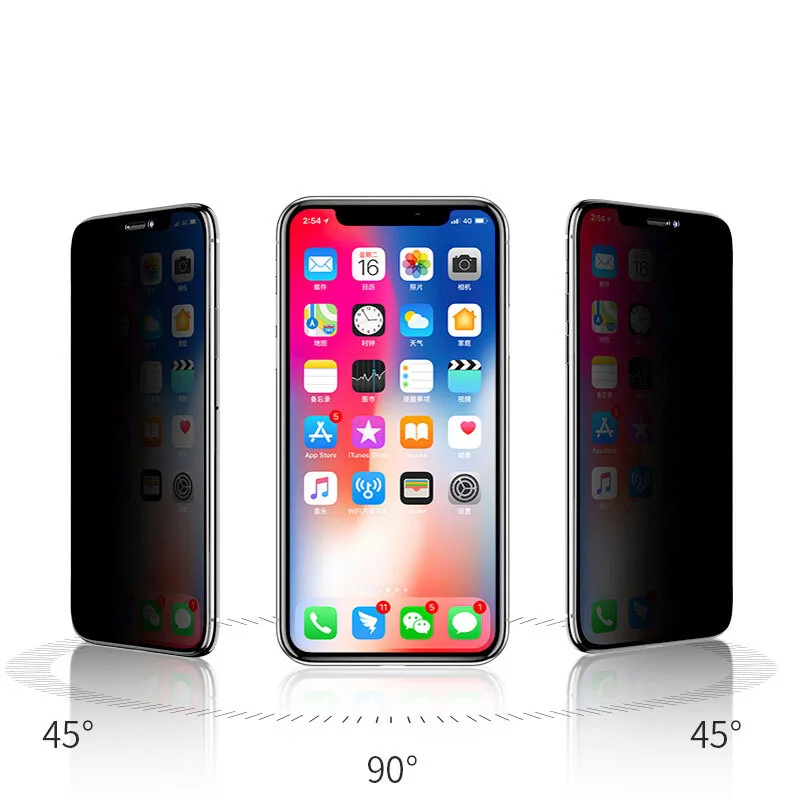 Оригинальная пленка для защиты экрана от шпиона защитная Apple iPhone X 2.5D полное
