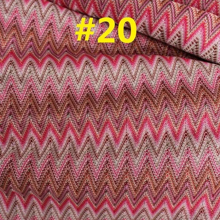 Color 20 YACKALASI Zig Zag Вязаные кружевные ткани для платья 1 ярд волнистые полосатые Мягкие Вязаные кружевные ткани вязаные популярные кружева 150 см в ширину - Цвет: Color 20
