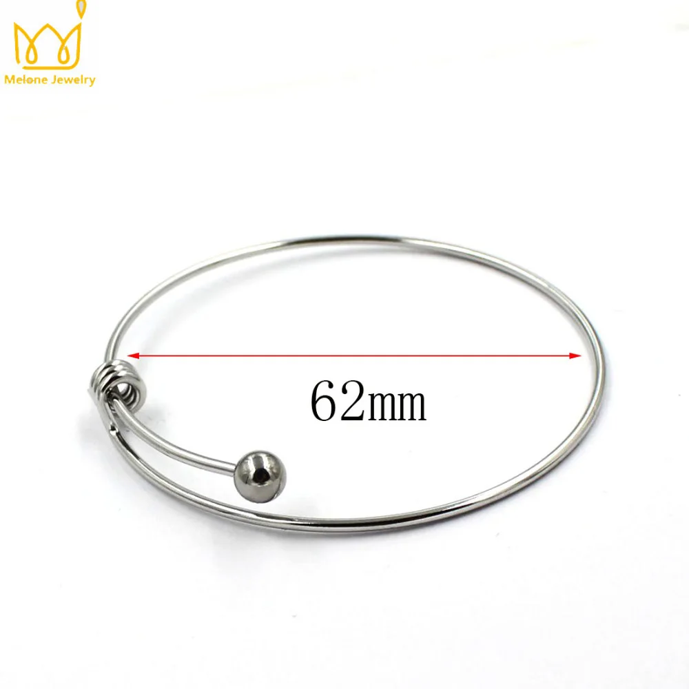 

Wholesale 62mm Adjustable Set Stainless Steel Bracelets Bangles Cuff Bracelet Silver Color Expandable Wrist Bangles For Women