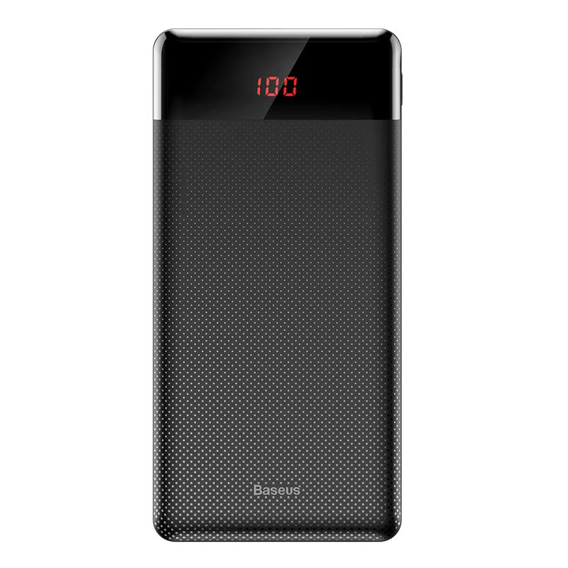 Black Baseus тонкий внешний аккумулятор 10000 мАч 10000 USB lcd Внешний аккумулятор портативное Внешнее зарядное устройство для мобильного телефона Xiaomi Poverbank - Цвет: Black