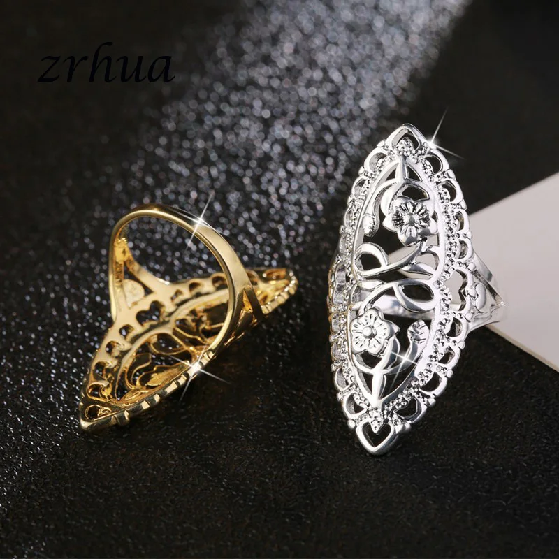 ZRHUA Vogue Изысканные Золотые/розовые Золотые/серебряные кольца для женщин